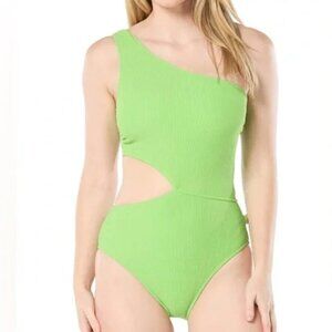 Michael Kors Lime Green One Shoulder Cut-Out Bathing Suit, Size 10, NWT